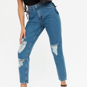 Noisy May Blue Ripped High Waist Straight Leg Jeans